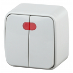 Выключатель ЭРА Intro Polo 3-105-01 10А 250В накладной белый двухклавишный с подсветкой