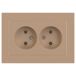 Розетка Intro Accent 6-204-04 2х2P, 16А-250В, IP20, СУ, AL/CU, шампань