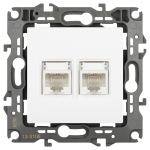 Розетка ЭРА Серия 12 12-3108-01М информационная двойная 2XRJ45, белый матовый