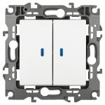 Выключатель ЭРА Серия 12 12-1105-01М двойной с подсветкой, 10АХ-250В, белый матовый