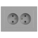 Розетка Intro Accent 6-204-03 2х2P, 16А-250В, IP20, СУ, AL/CU, алюминий