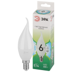 Лампочка светодиодная ЭРА GREEN LINE LED BXS-6W-840-E14 GL E14 6 Вт свеча на ветру яркий белый свет