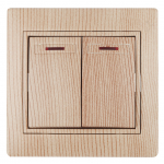 Выключатель двухклавишный с подсветкой Intro Plano 1-105-11 скрытой установки 10А 250В сосна