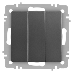Выключатель Intro Accent 6-106-07 тройной, 10А-250В, IP20, СУ, AL/CU, графит