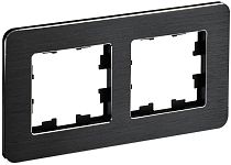 Рамка BRITE двухместная РУ-2-1-Бр металл черный RE AL  IEK
