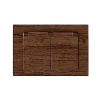 Розетка двухместная с крышкой UNIVERSAL серия "Афина" с заземлением, скрытой установки, 16А, 220В, венге (еврослот)