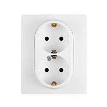 ETIKA Розетка 2-местная с заземлением без защитных шторок в сборе 16А белый
