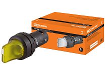 Переключатель на 2  положения с фиксацией SB7-CK2565-24V короткая ручка(LED) d22мм 1з+1р желтый  TDM