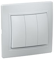 Выключатель трехклавишный СП Кварта 10А IP20 ВС10-3-0-КБ белый  IEK Выключатель трехклавишный СП Кварта 10А IP20 ВС10-3-0-КБ белый  IEK