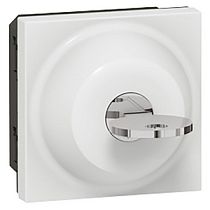 Выключатель одноклавишный с ключом три положения цилиндр евростандарта 6A два модуля белый Mosaic Legrand