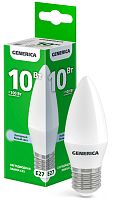 Лампа светодиодная C35 свеча 10Вт 230В 6500К E27 GENERICA