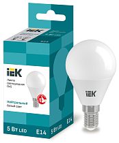 Лампа светодиодная G45 шар 5Вт 230В 4000К E14  IEK