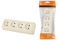 Розетка 4-х местная горизонтальная 2П открытой установки IP20 10A сл. кость "Ладога"  TDM