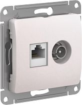 Glossa Перламутр Розетка двойная ТВ + компьютерная RJ45, кат. 5Е, механизм Systeme Electric (Schneider Electric) Glossa Перламутр Розетка двойная ТВ + компьютерная RJ45, кат. 5Е, механизм Systeme Electric (Schneider Electric)
