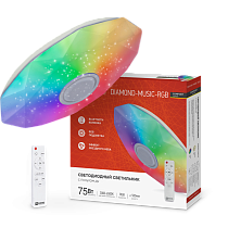 Светильник сд COMFORT DIAMOND-MUSIC-RGB 75Вт 230В 3000-6500K 6000Лм 500x100мм с пультом ДУ IN HOME Светильник сд COMFORT DIAMOND-MUSIC-RGB 75Вт 230В 3000-6500K 6000Лм 500x100мм с пультом ДУ IN HOME