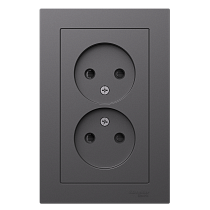 AtlasDesign Базальт Розетка двойная без заземления со шторками,16А, в сборе Systeme Electric (Schneider Electric)