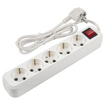 Удлинитель бытовой General GES-16-3x100-5-1,5m-S, 16А, 3х1 мм2, 5 мест, 1,5 метра, с заземлением, с выключателем