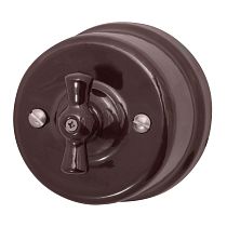 Выключатель одноклавишный проходной,серия "ЛИЗЕТТА", керамика, цвет коричневый Bironi