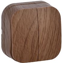 Выключатель двухклавишный для открытой установки ВС20-2-0-ХД 10А GLORY дуб  IEK Выключатель двухклавишный для открытой установки ВС20-2-0-ХД 10А GLORY дуб  IEK