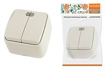 Выключатель 2-кл. открытой установки с подсветкой IP20 10А, сл. кость "Дача" Народная TDM