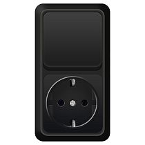 "Олимп" Блок Выкл. 1 кл.+ розетка с/з верт. черн.