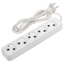 Удлинитель бытовой General GES-10-2x075-5-10m,  10А, 2х0,75 мм2, 5 мест, 10 метров, без заземления, без выключателя