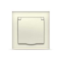 Розетка одноместная с крышкой серия "Бриллиант"с/з, с/у, 16А, 220В, "слоновая кость" (еврослот) UNIVERSAL