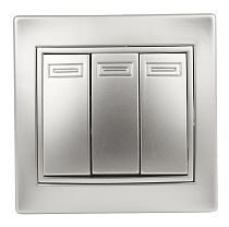 Выключатель ЭРА Intro Plano 1-106-03 10А 250В алюминий тройной