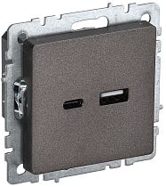 Розетка BRITE USB A+C 18Вт РЮ11-1-БрТБ темная бронза  IEK