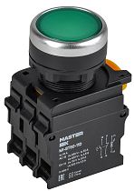 Кнопка с подсветкой d=22мм 1NO+1NC зелёная MASTER IEK