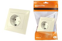 Розетка 2П+З 16А 250В с защ. шт. сл. кость "Лама"  TDM