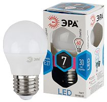 Лампа светодиодная ЭРА STD LED P45-7W-840-E27 шар нейтральный белый свет