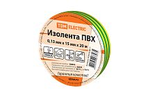 Изолента ПВХ 0,13*15мм Желто-Зеленая 20м  TDM