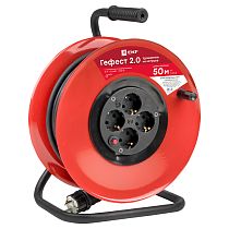 Удлинитель на катушке "Гефест 2.0" 4 гнезда 50м с заземлением и предохранителем КГ 3*2,5 16А/3,5кВт PROxima