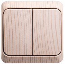 ЭТЮД открытая установка Сосна Выключатель 2 клавишный  с подсветкой (сх. 5) Systeme Electric (Schneider Electric)