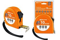 Рулетка, длина 10 м, стальная лента, ширина 25 мм, прорезиненное покрытие, магнит, "Рубин"  TDM