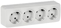 GLORY Розетка 4-местная для открытой установки с заземлением без защитных шторок 16А РС24-3-ХБм белый матовый IEK