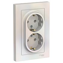 AtlasDesign Жемчуг Розеткас заземлением двойная, 16А, (в сборе с рамкой) Systeme Electric (Schneider Electric)