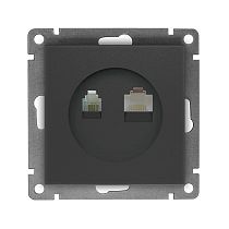 Розетка компьютерная+телефонная UNIVERSAL серия "Афина", скрытой установки, 1А, RJ45, RJ12, графит (еврослот)