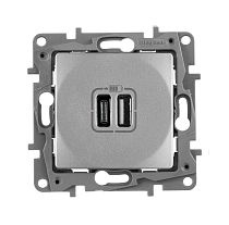 ETIKA Розетка USB A+C 15Вт алюминий