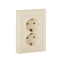 VALENA DIY Розетка 2-местная с заземлением без защитных шторок 16А в сборе слоновая кость
