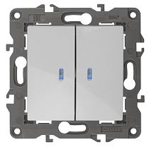 Выключатель ЭРА Elegance 14-1105-01 10А 250В белый двухклавишный с подстветкой