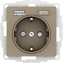 AtlasDesign Шампань Розетка 16А c 2 USB A+С, 5В/2,4А, 2х5В/1,2А Systeme Electric (Schneider Electric)