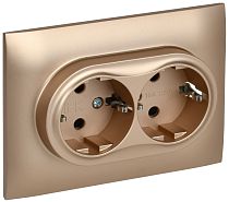 SKANDY Розетка 2-местная с заземлением с защитными шторками 16А в сборе SK-R07Sa песочный IEK