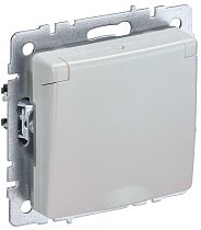 BRITE Розетка 1-местная с заземлением с защитными шторками и крышкой 16А IP44 РСбш10-3-44-БрЖ жемчуг  IEK