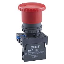 Кнопка управления "Грибок" Φ40мм NP8-01ZS/14 фикс., красн., 1НЗ, IP65 (R) CHINT