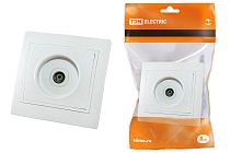 Розетка телевизионная простая (0-2400МГц, "мама") белая "Таймыр"  TDM