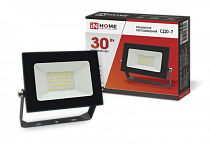 Прожектор светодиодный СДО-7 30Вт 230В 6500К IP65 черный IN HOME