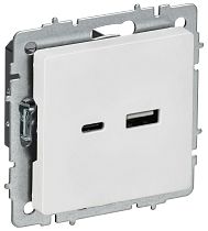 BRITE Розетка USB A+C 18Вт РЮ11-1-БрАБ арктический белый IEK