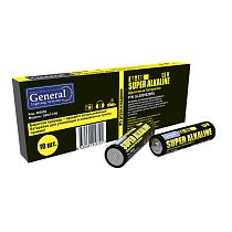 Батарейка General  GBAT-LR6  AA  щелочная 10шт в пленке + коробке (800592) (10/720)